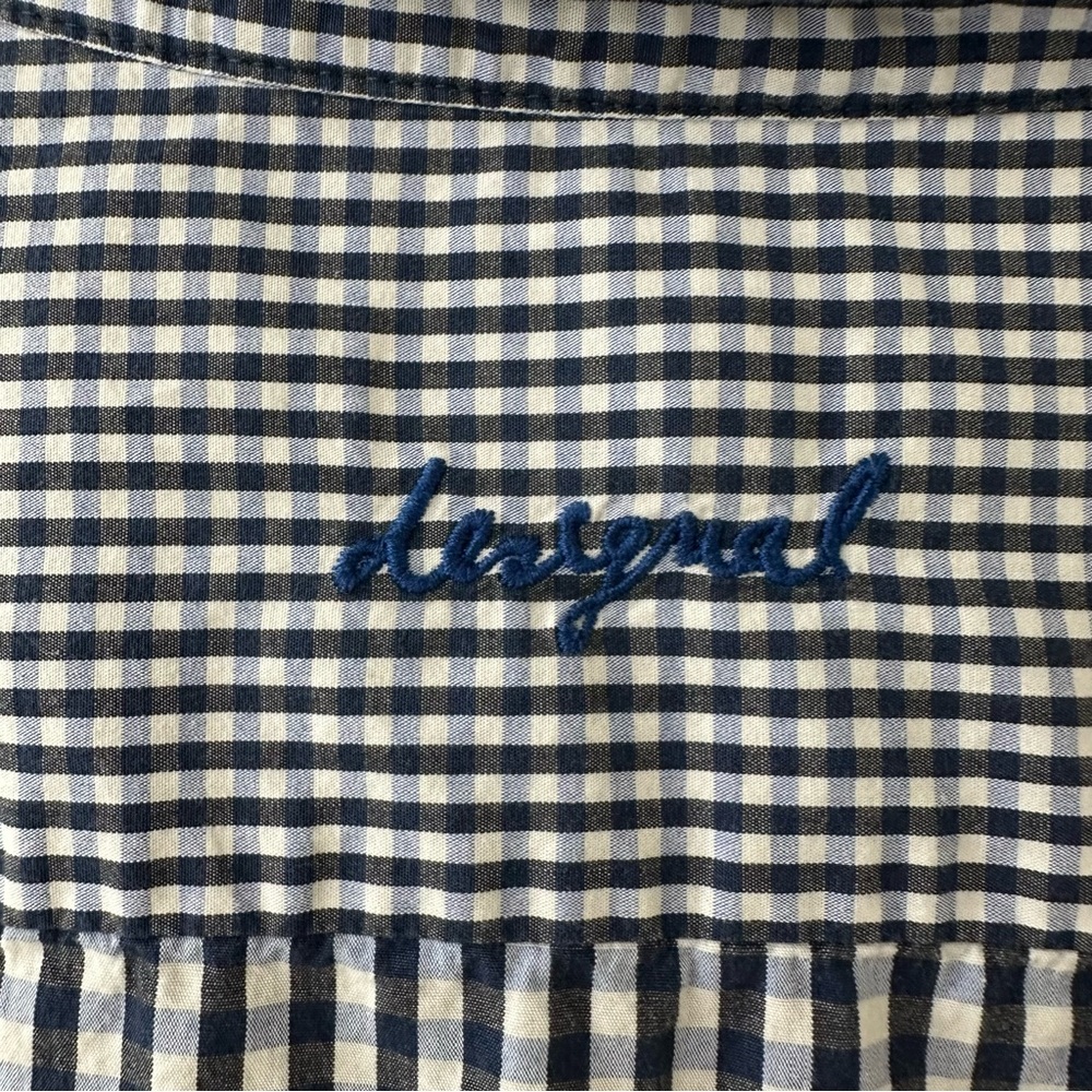 Desigual Men's Multicolor Patchwork Striped Gingham Button Down Shirt, Size M - Picture 10 of 10